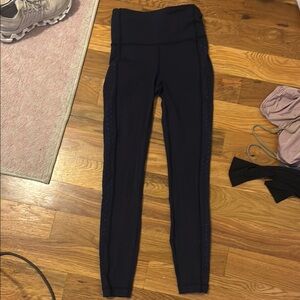 Lululemon Athletica navy Leggings with blue on side